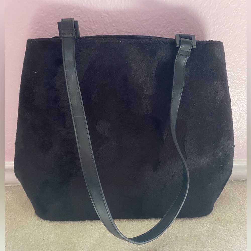 Plush Black Faux Fur Bag